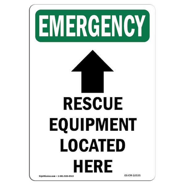 Signmission OSHA Emergency Sign, 24" H, Aluminum, Rescue Equipment Located Here, Portrait, EM-A-1824-V-10535 OS-EM-A-1824-V-10535 - main